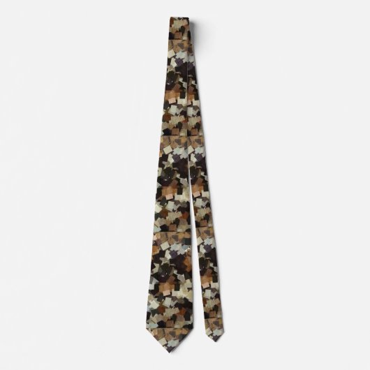 Leopard Style Brown Black Square Patroon Stropdas (Voorkant)