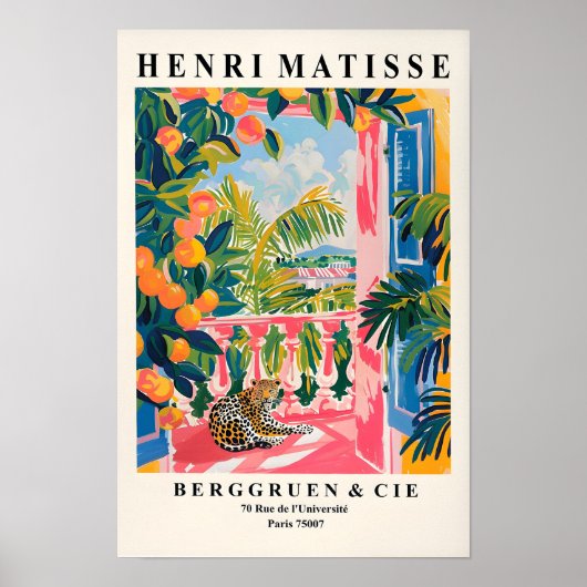 Léopard sur un balcon, impression de Matisse, déco (Devant)
