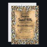 Leopard Sweet 16th Birthday Party Invitations<br><div class="desc">L'empreinte de léopard élégant est revêtu d'une fausse feuille d'or et des détails de votre fête d'anniversaire en lettres chic pour TOUT anniversaire d'âge. COORDINATION des articles disponibles dans notre magasin.</div>