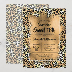Leopard Sweet 16th Birthday Party Invitations
