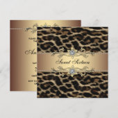 Leopard Sweet Zestien Verjaardagsfeest Kaart (Voorkant / Achterkant)
