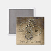 Léopard Swirl Sweet 16 Carré Magnet (Recto/Verso)