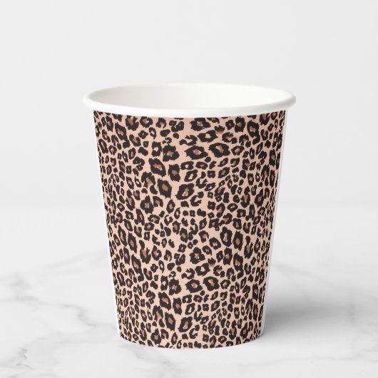 Leopard Theme Cups - Elegant Zwart & Goud Papieren Bekers (Achterkant)