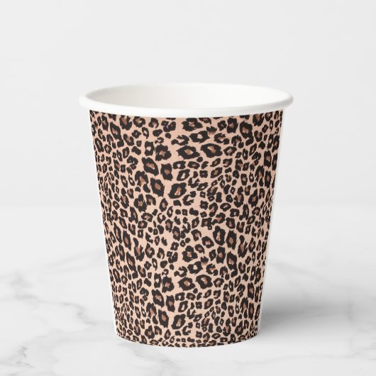 Leopard Theme Cups - Elegant Zwart & Goud Papieren Bekers (Voorkant)