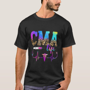 Leopard Tie Dye Cma Nurse Stethoscoop Nurse Nursin T-shirt