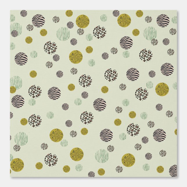 Leopard Tiger Zebra Print Cirkels op Ivoor Behang (Voorkant)