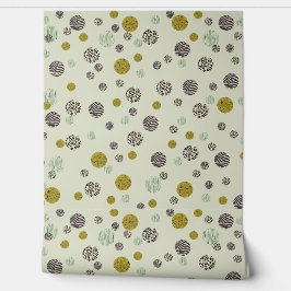 Leopard Tiger Zebra Print Cirkels op Ivoor Behang