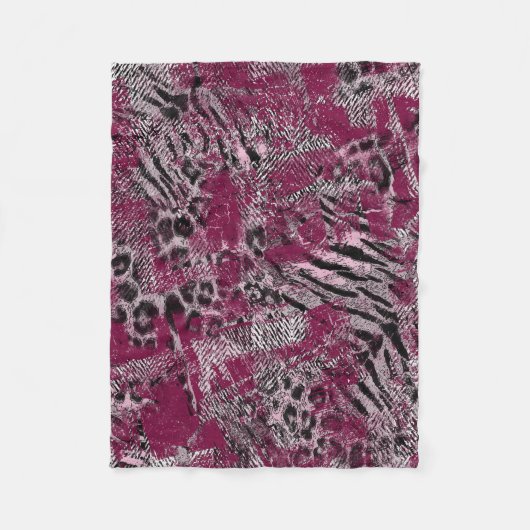Leopard tijger grijs Burgundy spotte dierenhuid. Fleece Deken (Voorkant)