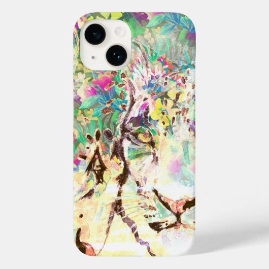 Leopard tropische bloemen Hawaiiaanse pastel abstr Case-Mate iPhone Case (Achterkant)