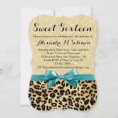 Leopard Turquoise Bow Sweet 16 Party Invitation (Devant)