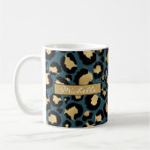 Léopard Turquoise et doré profond Mug de café pers (Gauche)
