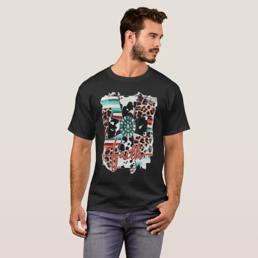 Leopard Turquoise Jesus Cross Faith Christelijk We T-shirt (Voorkant volledig)