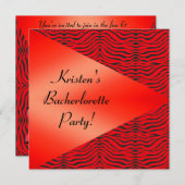 LEOPARD V RED BACHELORETTE ARTIJ INVITATION KAART (Voorkant / Achterkant)