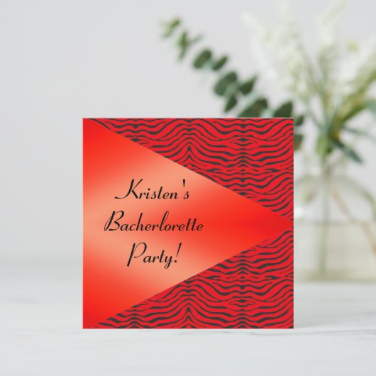 LEOPARD V RED BACHELORETTE ARTIJ INVITATION KAART (Staand voorkant)