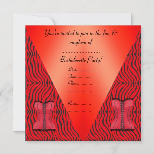 LEOPARD V RED BACHELORETTE ARTIJ INVITATION KAART (Achterkant)