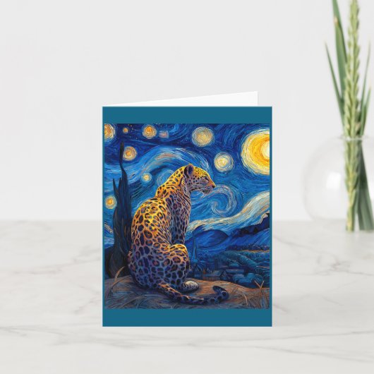 Leopard - Van Gogh Style Starry Night Funny Graphi Kaart (Voorkant)