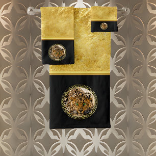 Léopard vert à peau tachetée feuille d'or