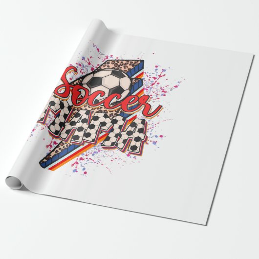 Leopard Voetbal Mama Bliksem Sport Moeder Cadeaupapier (Uitgerold)