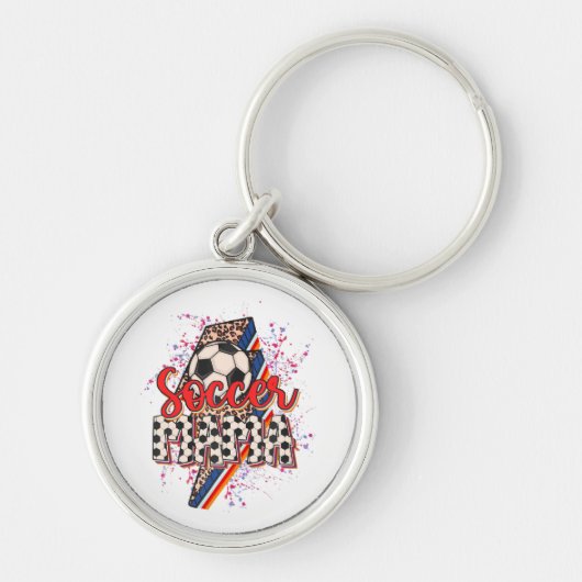 Leopard Voetbal Mama Bliksem Sport Moeder Sleutelhanger (Voorkant)
