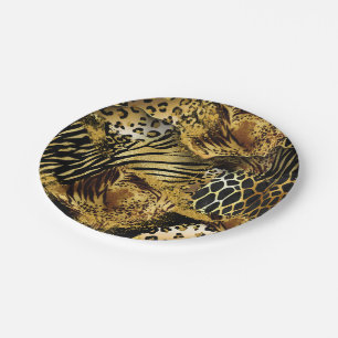 Leopard wild animal safari skin gold black papieren bordje