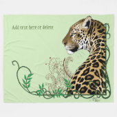 Leopard Wild Cat Groen HENNA Fleece Deken (Voorkant (Horizontaal))