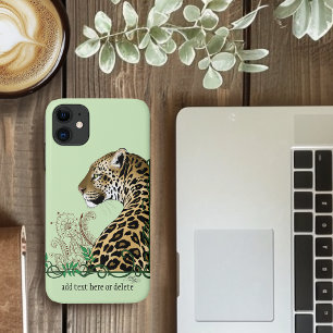 Leopard Wild Cat Groene Henna iPhone 11 Hoesje