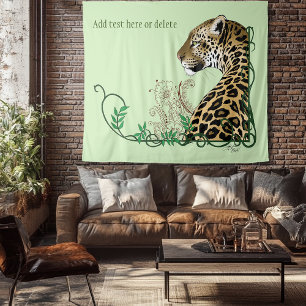 Leopard Wild Cat Groene Henna Wandkleed