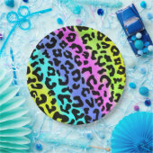 Leopard Wild Cat Rainbow Pattern, Leopard Gift Papieren Bordje (Feest)