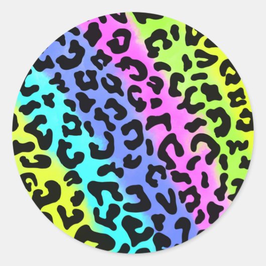 Leopard Wild Cat Rainbow Pattern, Leopard Gift Ronde Sticker (Voorkant)