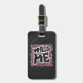 Leopard Wild Me Black en Hot Pink Design Bagagelabel (Voorkant verticaal)