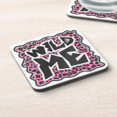 Leopard Wild Me Black en Hot Pink Design Bier Onderzetter (Linkerzijde)