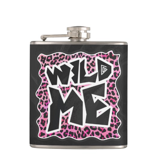 Leopard Wild Me Black en Hot Pink Design Heupfles (Voorkant)