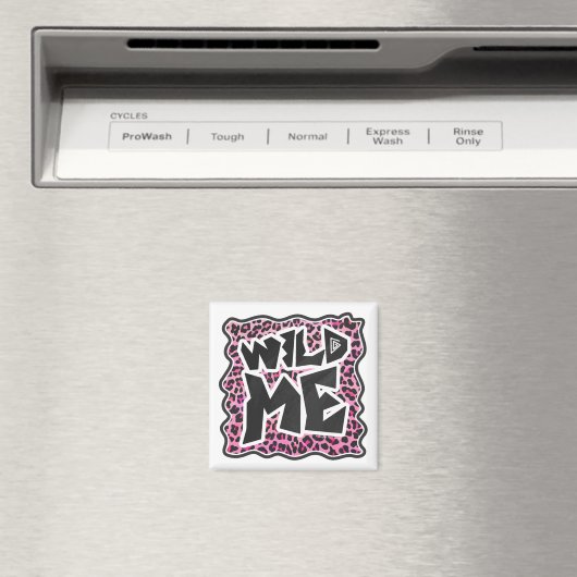 Leopard Wild Me Black en Hot Pink Design Magneet (Insitu (Vaatwasser))