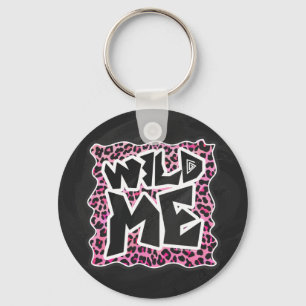 Leopard Wild Me Black en Hot Pink Design Sleutelhanger