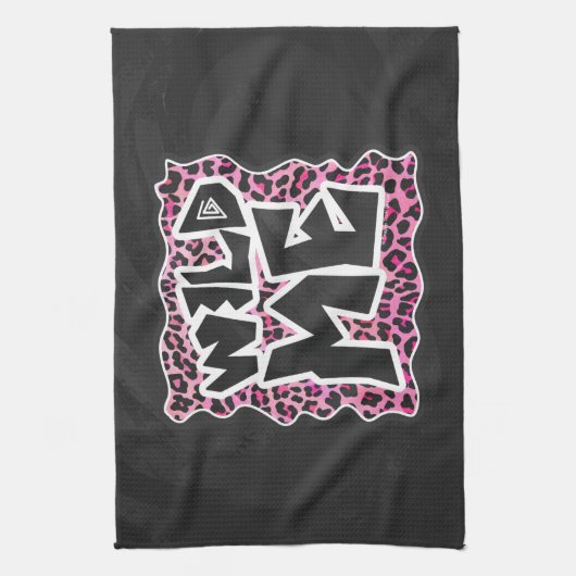 Leopard Wild Me Black en Hot Pink Design Theedoek (Verticaal)