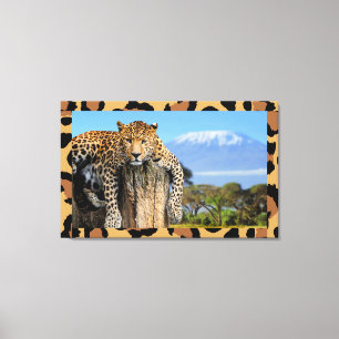 Leopard Wood Lounge Wall Art Canvas Afdruk