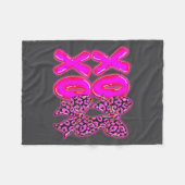 Leopard Xoxo Coquette Bow Hearts Valentine's Day W Fleece Deken (Voorkant (Horizontaal))