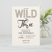 Leopard Young Wild Drie verjaardag Kaart (Staand voorkant)