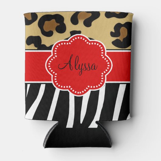 Leopard Zebra gepersonaliseerd Blikjeskoeler (Voorkant)