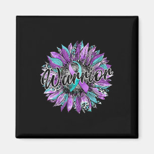 Leopard zonnebloem krijger Blauwgroen en Paarse ze Magneet