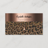 Leopard zwart bruin brons QR-code Visitekaartje (Voorkant)