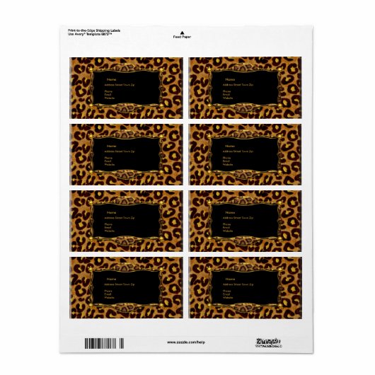 Leopard Zwart Goud Label Adres (Full Sheet)