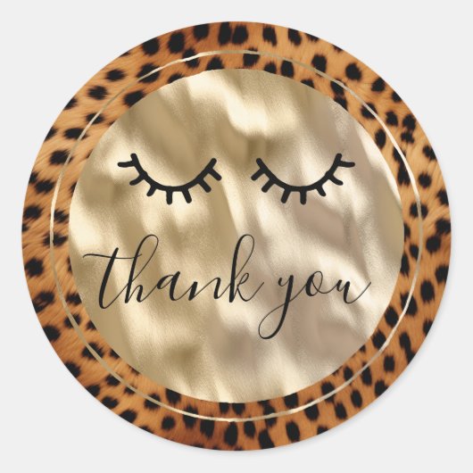 Leopard Zwarte Wimpers Dank u Ronde Sticker (Voorkant)
