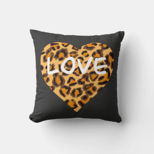 Leopardafdruk hartontwerp Love T-Shirt Kussen