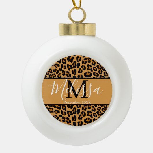 Leopardafdruk Keramische Bal Ornament (Voorkant)