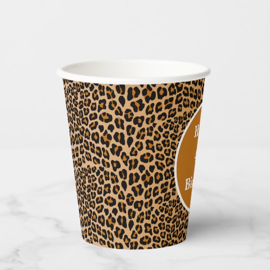 Leopardafdruk Papieren Bekers (Voorkant)