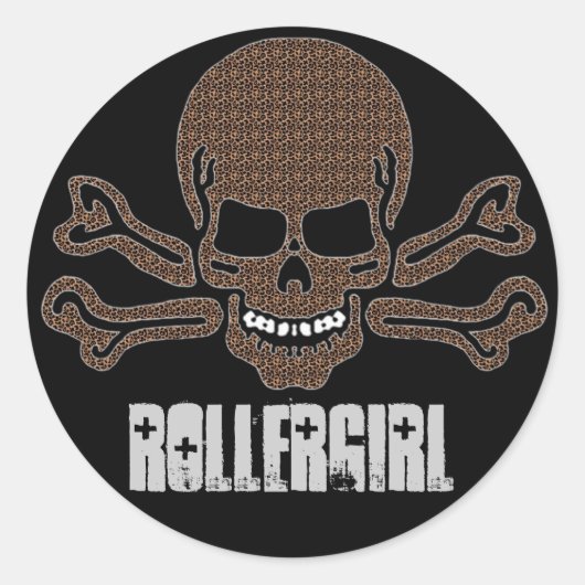 leopardafdruk schedel en dwarsbeenderen ronde sticker (Voorkant)
