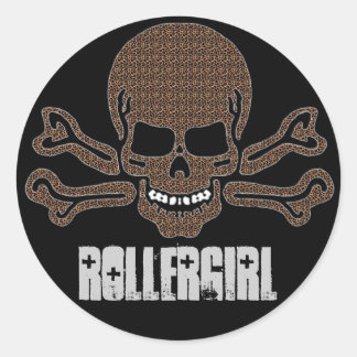 leopardafdruk schedel en dwarsbeenderen ronde sticker