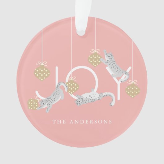 Léopards des neiges et JOIE Pink Photo Ornement (devant)