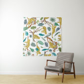 Leopards in jungle, hand-drawn pattern. wandkleed (In Situ (horizontaal))